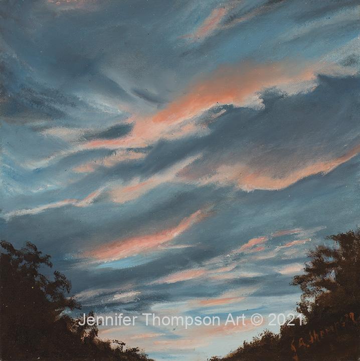 Oil Painting Sunset over Santa Fe