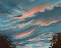 Oil Painting Sunset over Santa Fe