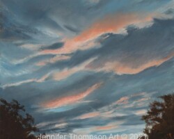 Oil Painting Sunset over Santa Fe
