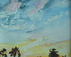 Watercolor Palmetto Sunrise