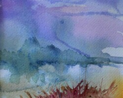 Watercolor Purple Sky